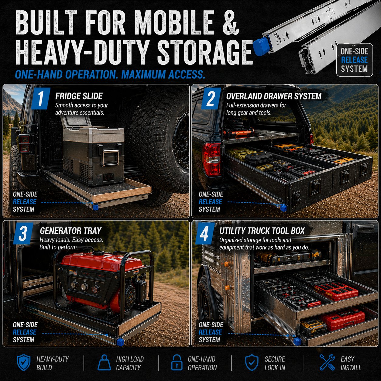 COREAX hardware for overland camping storage builds