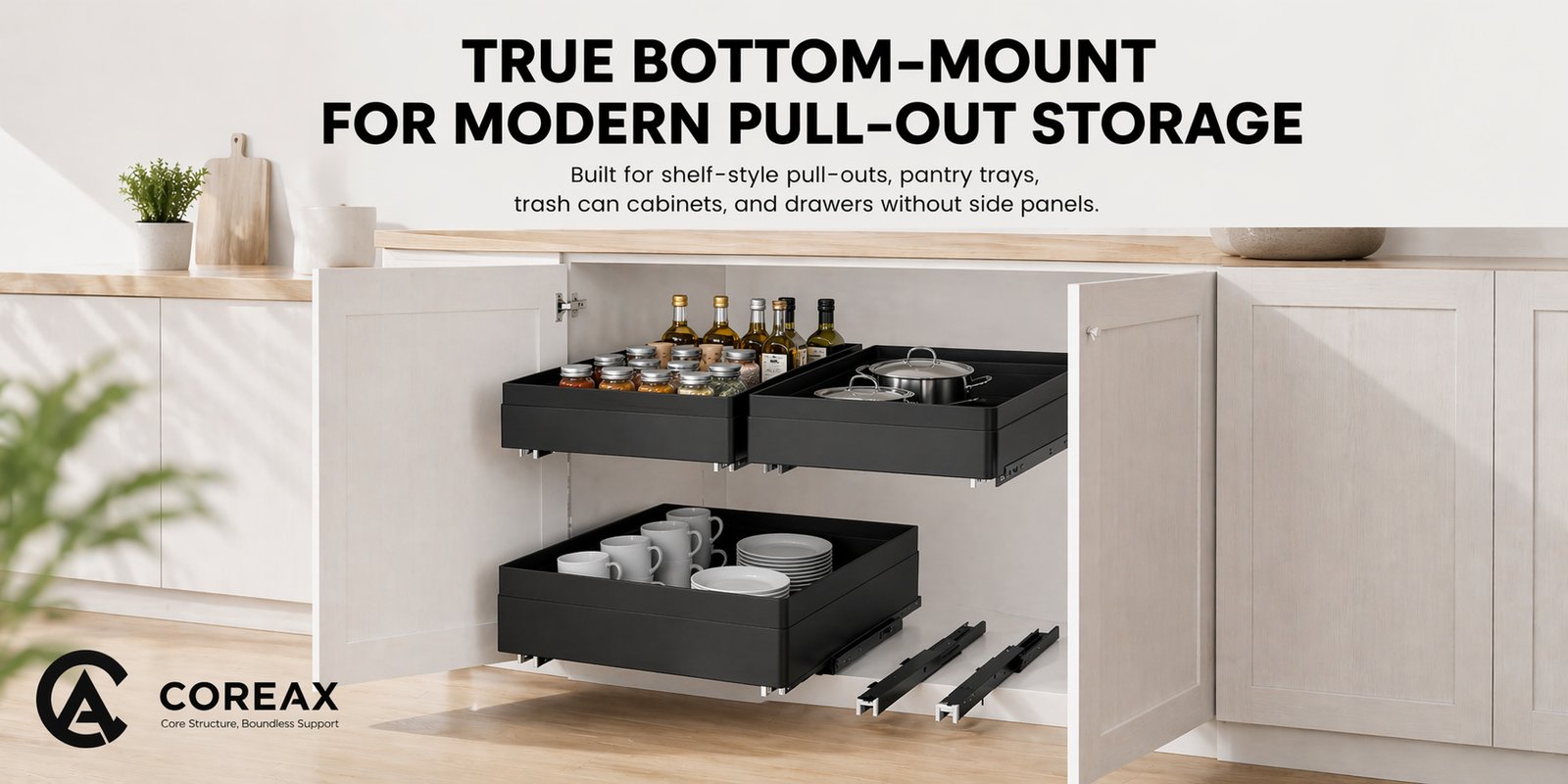 COREAX drawer slides for RV storage slide-out trays
