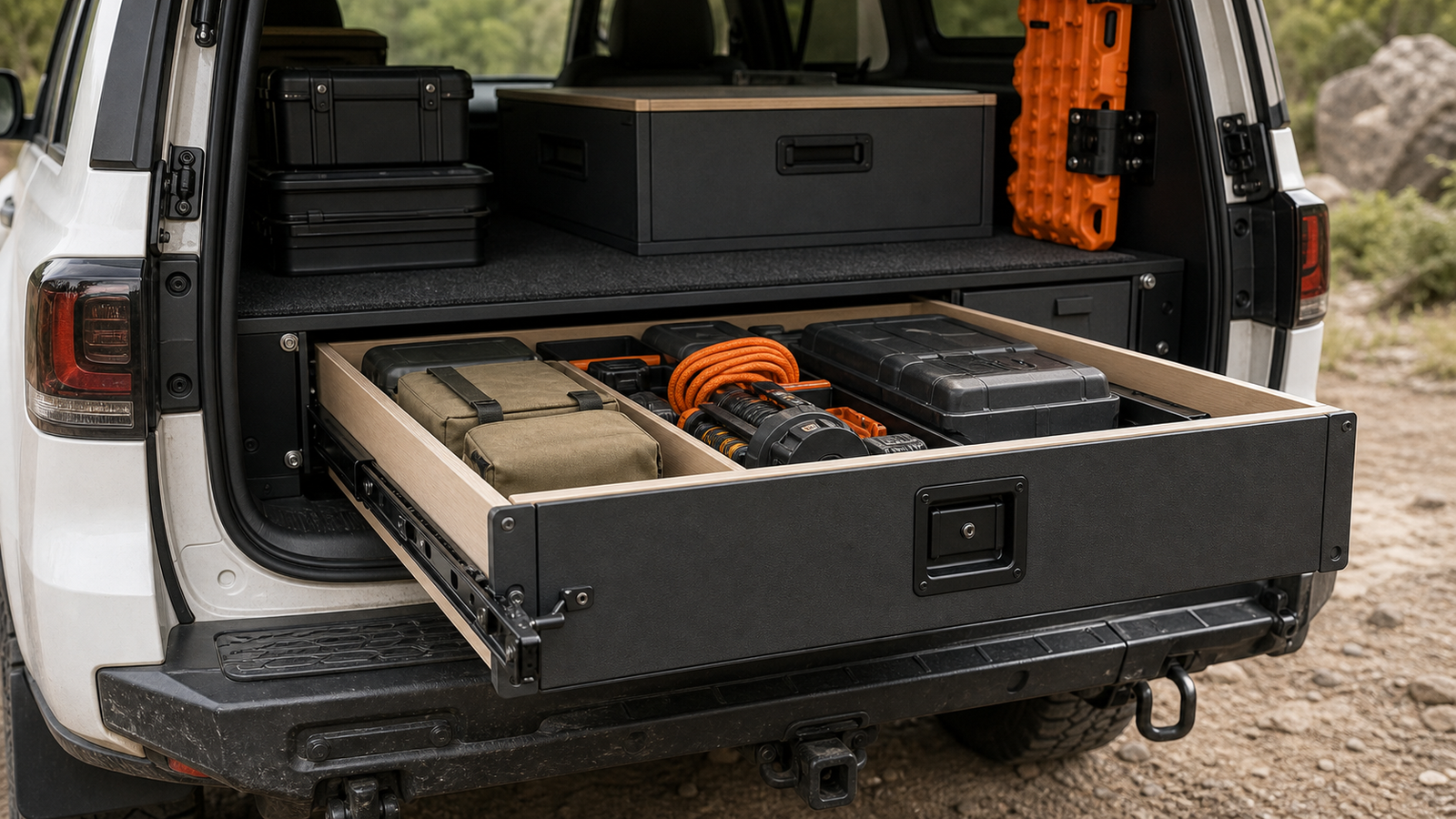 Truck drawer system using heavy-duty slide hardware