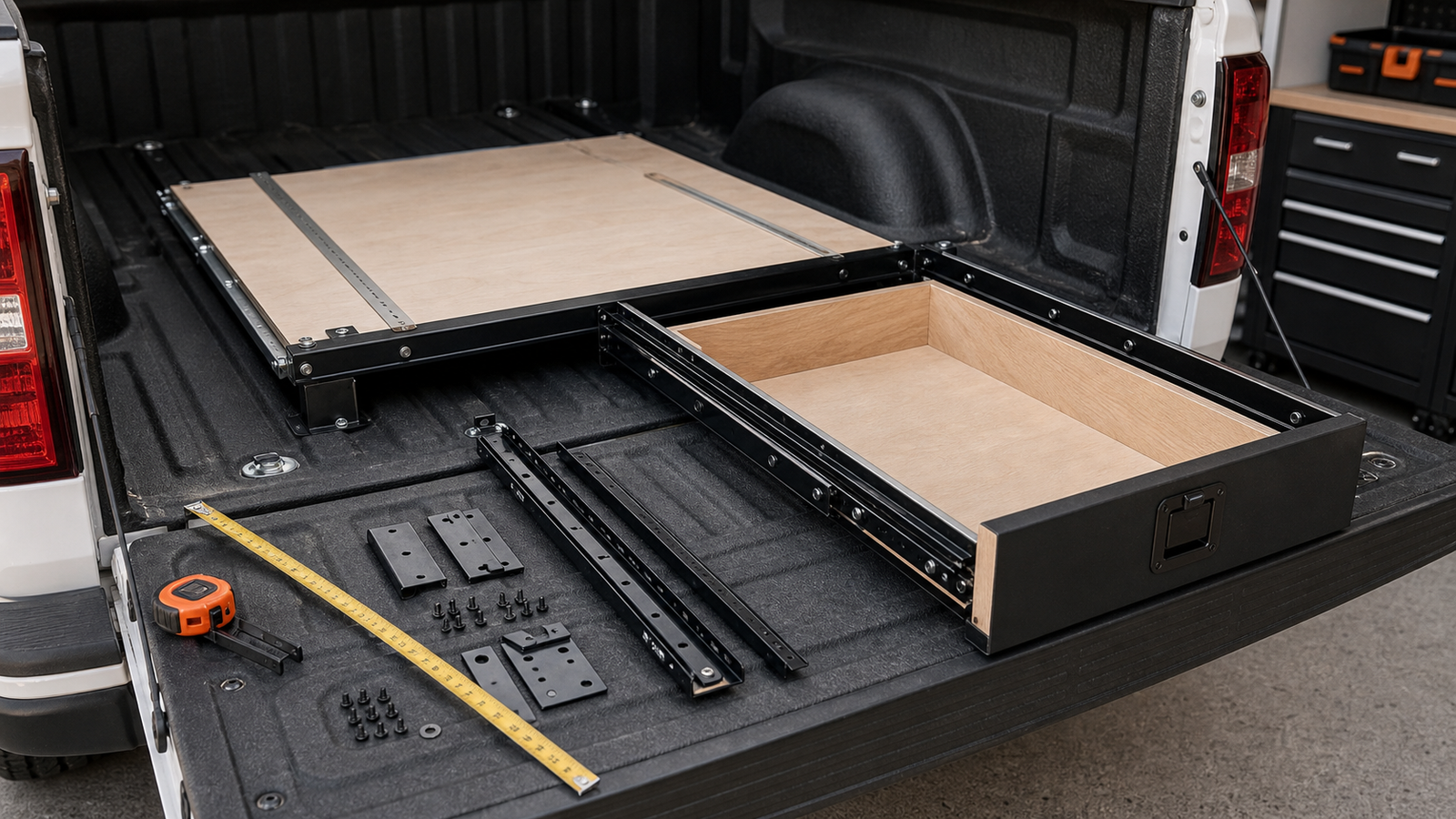 Overland storage system with drawer and camp equipment modules
