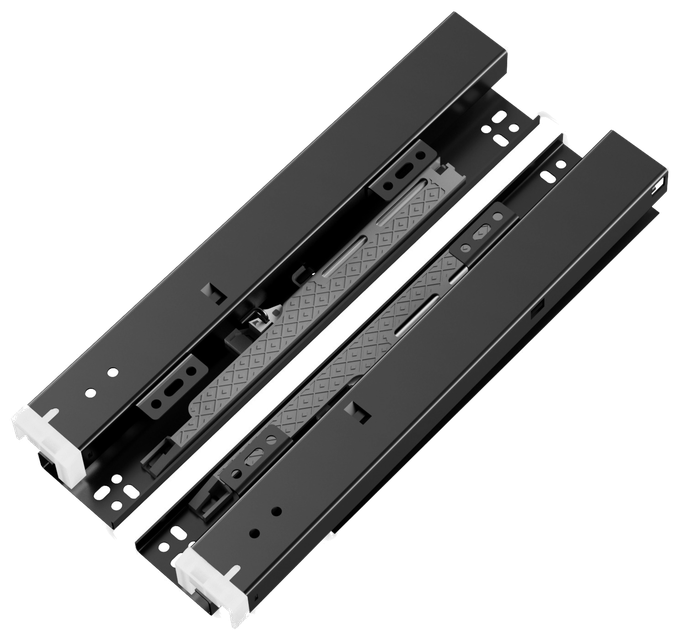 Black bottom-mount soft-close drawer slide pair